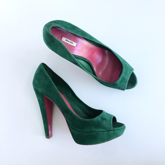 Miu Miu Shoes - 🌈 ⚡️Miu Miu Green Suede On High Pumps - size 40